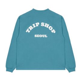 [Tripshop] WHITE MUCKBO L/SLEEVE TEE-Unisex Street Loose Fit Sweatshirt to Man Lettering Graphic - Made in Korea